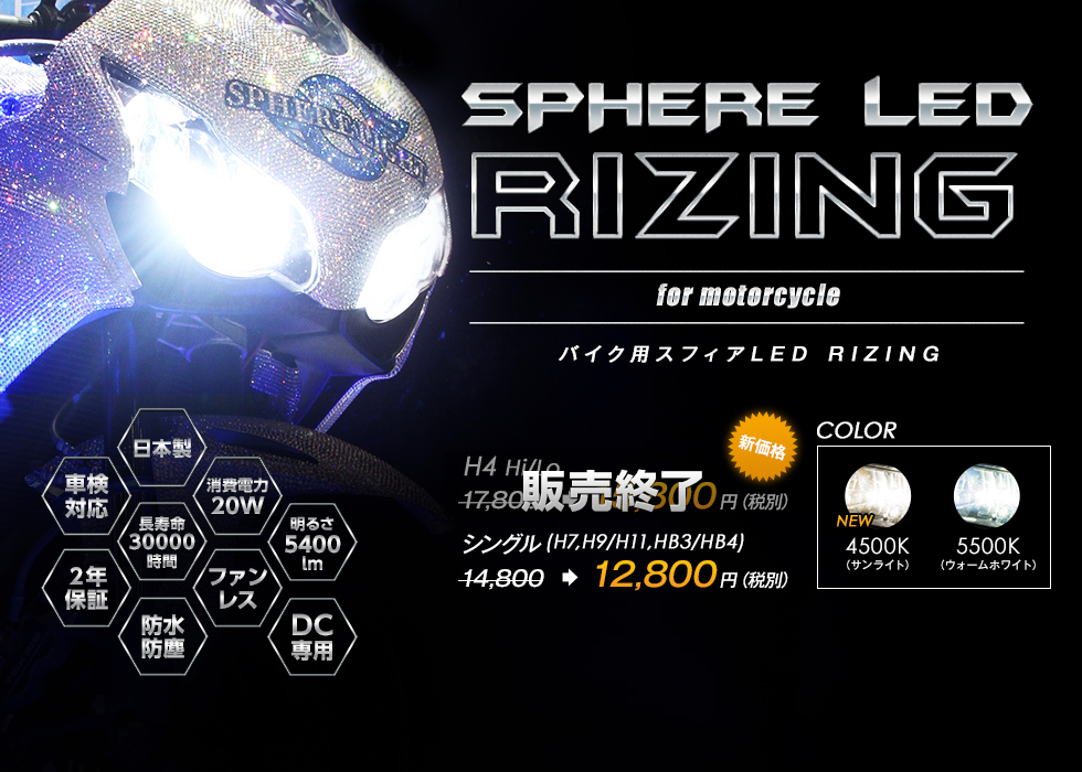 バイク用スフィアLED RIZING H7